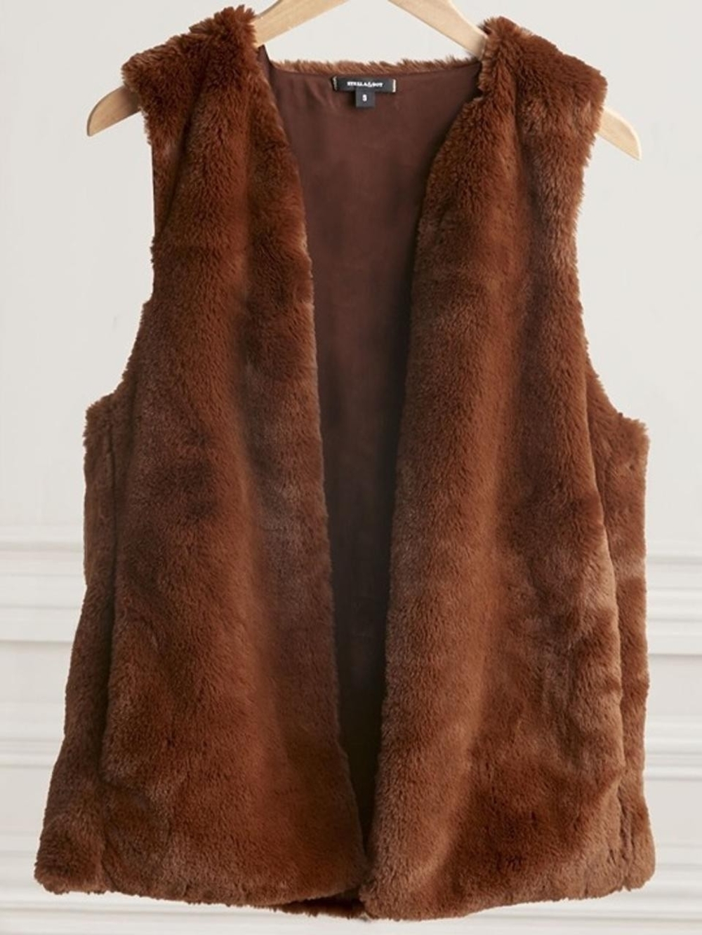 Stella & Dot Brown Faux Fur Vest